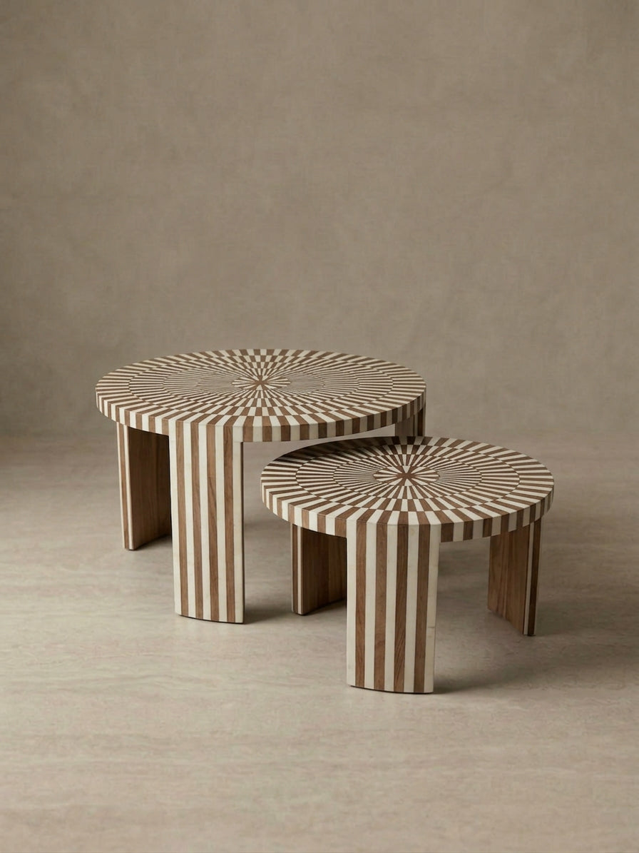 CLÉO - Duo table basse en résine et bois de noyer